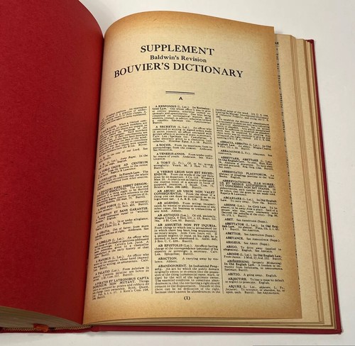 1946 VTG Bouvier's Law Dictionary Student's Edition Book Baldwin + Supplement - Picture 9 of 22