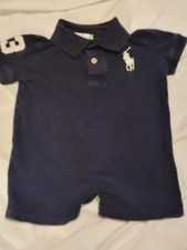 Polo Ralph Lauren Boys Navy Blue Romper Short Sleeve 12 M polo A