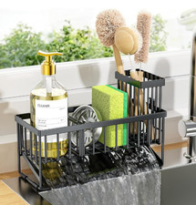 Stainless Steel Kitchen Sink Sponge Organizer Rack with Chopsticks Towel Holder