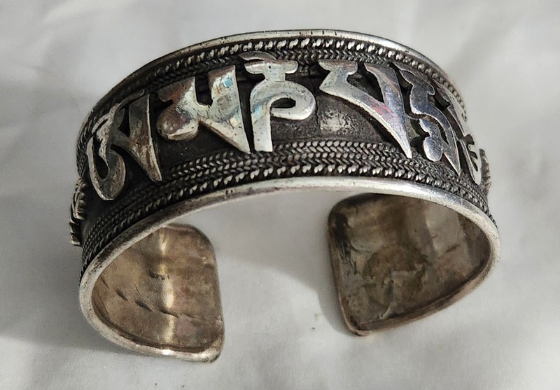 TIBETAN Om Mani Padme Hum STERLING BRACELET WT. 88 GRAMS