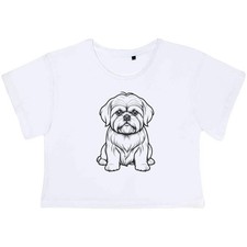 'Shih Tzu Dog' Women's Cotton Crop Tops (CO060607)
