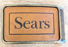 Vintage Sears Belt Buckle Leather Brass 3 5/8...