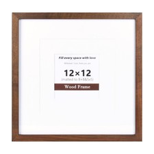 12x12 Picture Frame, Solid Natural Walnut Wood Photo Frame with Tempered Glas...