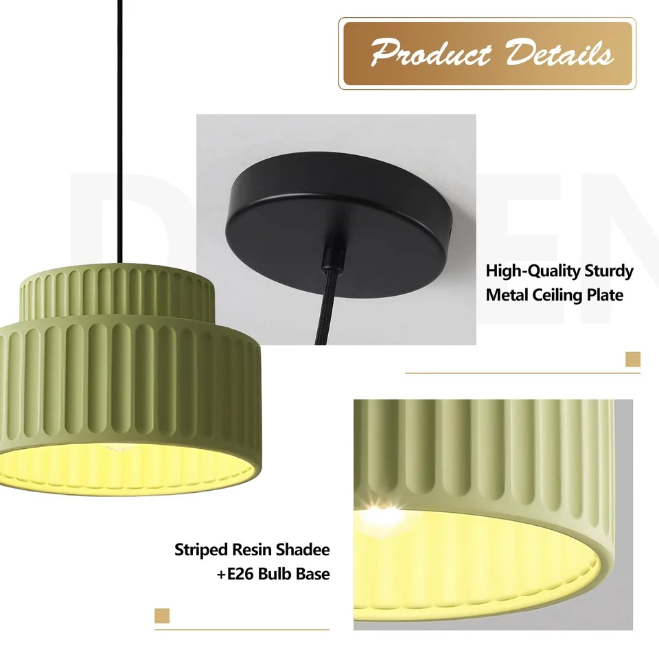 Lámpara colgante verde contemporánea vintage una luz cocina industrial... Foto 3 de 4