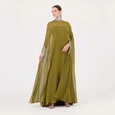 Elegant Mother of the Bride Dress -Crystal O-Neck CapeAnkle-Length Customizable