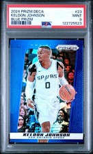2024 PANINI PRIZM DECA BLUE PRIZM #23 KELDON JOHNSON 142/149 PSA 9