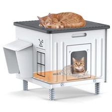 Heated Cat House Outdoor Elevated Insulated Waterproof Winter Shelter for Cats