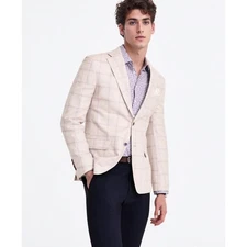 Tallia Sport Coat Jacket Mens 40S Natural Linen Rayon Blend Blazer Suit Jacket