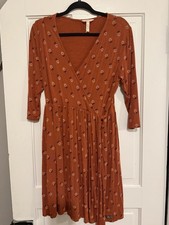 Matilda Jane Isn’t It Lovely Faux Wrap Dress Sz M, Rust Pink Floral Cottagecore