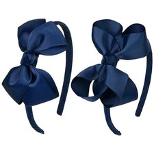 DEEKA 2 PCS 4" Navy Bow Headband Grosgrain 1 Count Pack of 2 , Blue