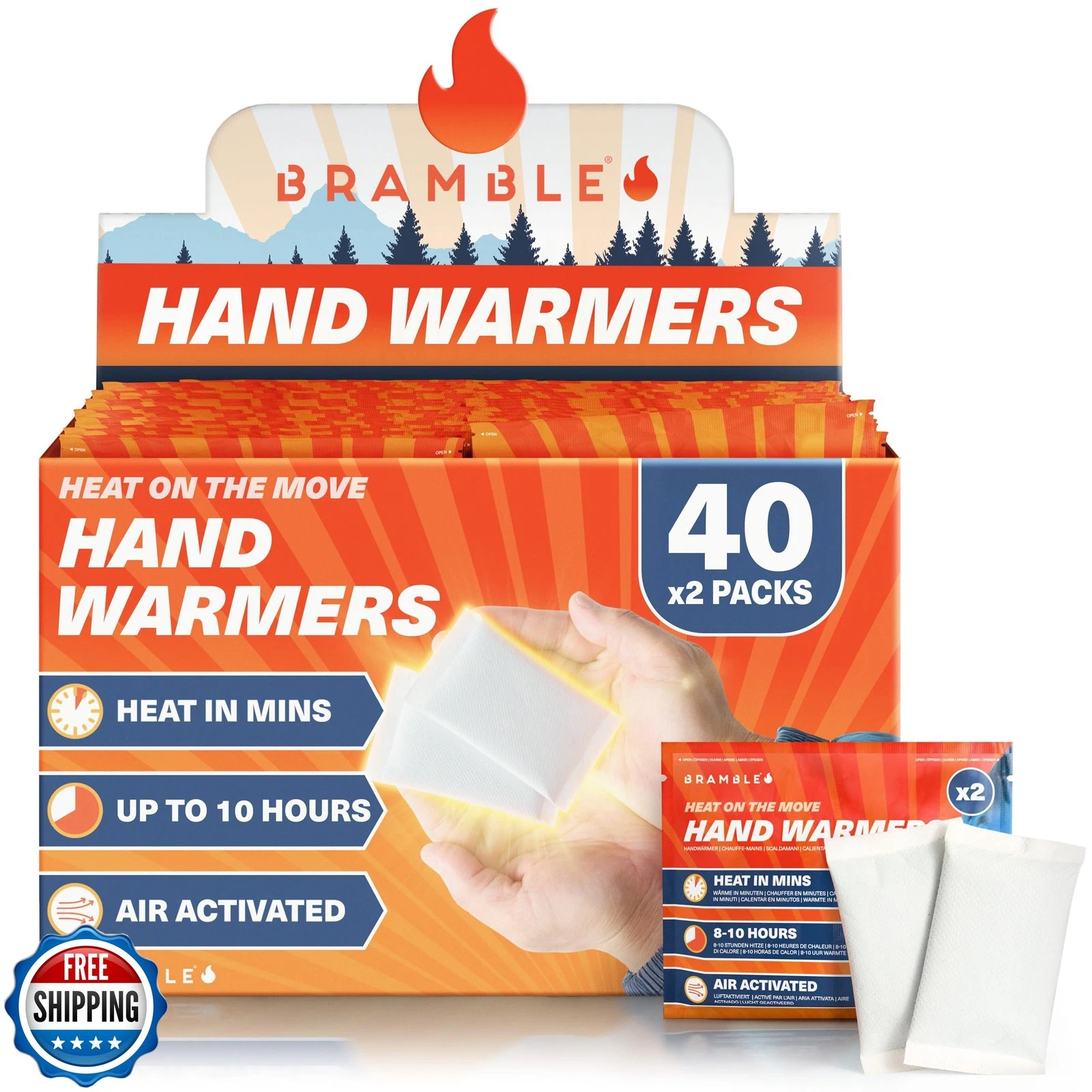 Bramble 40 Pack Hand Warmers Disposable Bulk (40 Pairs) Up to 10
Opens in a new window or tab