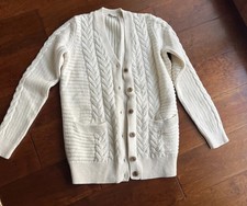 Gap M Women  s Cotton Cardigan Sweater Pockets Super Cozy Chunky Ivory