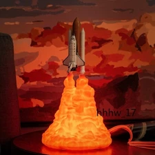 3D Printed Rocket Lamp Gift Electronic Display LED Night Light Kids Toys Model