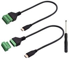 2 PCS Type C USB 2.0 Male To 5 Pin Female Screw Terminal Block Connector 30CM