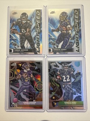 25 Topps Cosmic Chrome Lamar Jackson/ King Henry Light Speed & Base. Lot Of 4