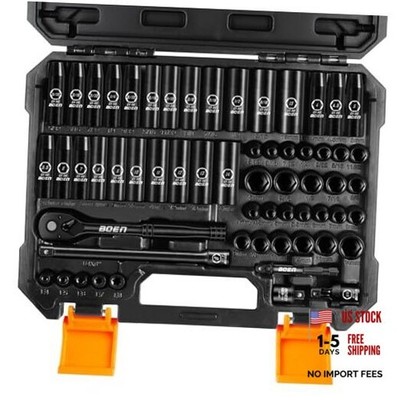 1/4'' Drive Impact Socket Set, 60-Piece Standard SAE (5/32''-9/16'') & Metric (4