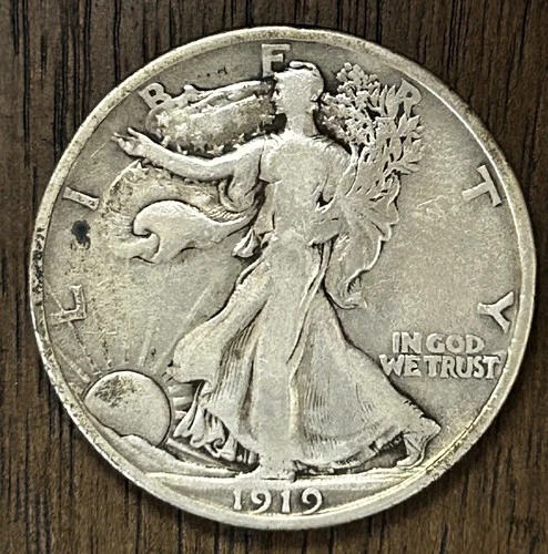 1919-D 50C Walking Liberty Half Dollar VG Album Filler  Details - 26131