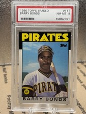 1986 Topps Traded - Barry Bonds -  Rookie Card #11T (RC) PSA 8. rookie card picture