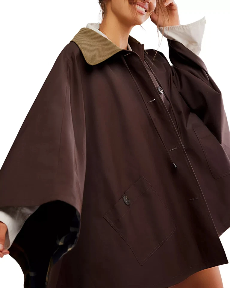 NUEVA, Capa Free People Bailey en Moca Italiana Talla L/XL #C4674 Foto 3 de 4