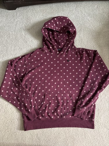 OBEY Men's Burgundy Fleece Pullover Hoodie Graphic Print Logo Pockets XL