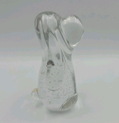 Leonard Towle Dog Paperweight Glass Hound Controlled Bubble  4.25'' Clear