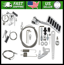 Aluminum Polished Street Rod Throttle Pedal Assembly With 36 Cable Kit
