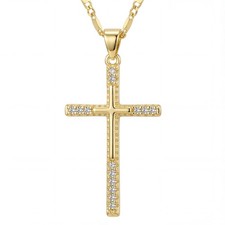 14K Gold Cross Necklace for Women, Dainty Delicate Small Cross Pendant Elegan...