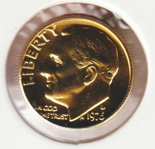 24k Gold Plate Rare Old US 1976 Liberty Roosevelt Dime Collector Collection Coin