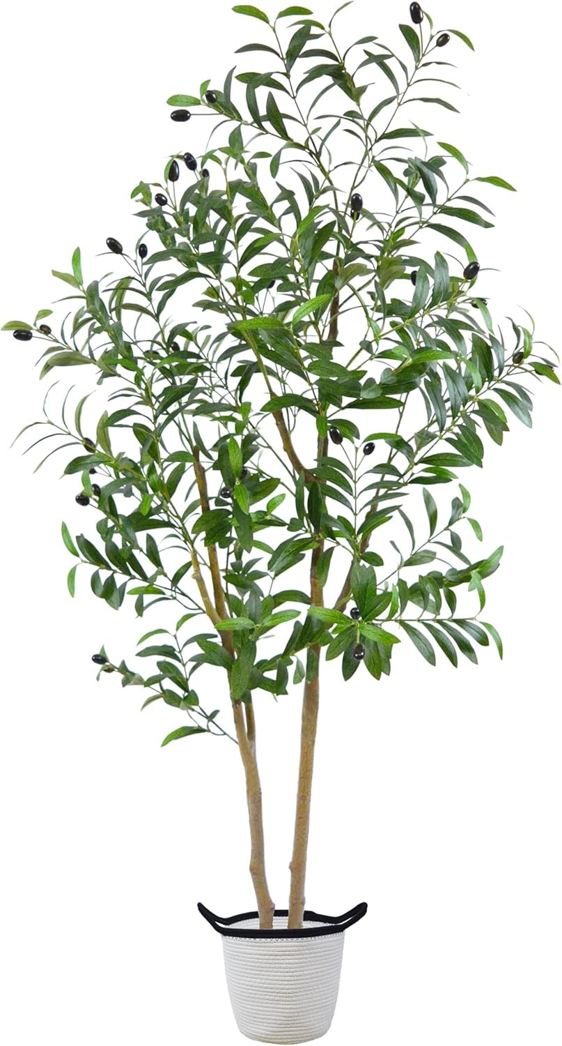 5ft Lifelike Olive Artificial Tree in Decorative Basket