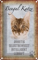 Blechschild 18X12 Cm Bengal Katze Tier Haustier Deko Geschenk Metall Schild