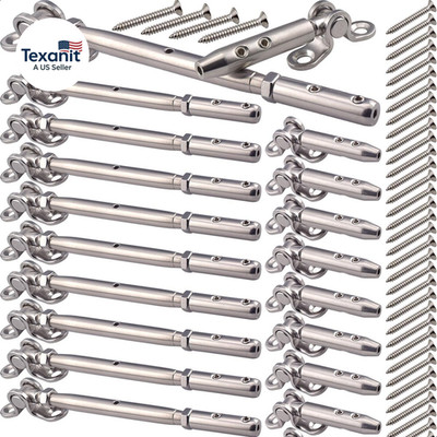 Stainless Steel Cable Railing Hardware Kit for Wood Post 1/8'' Cable Railing Syst
