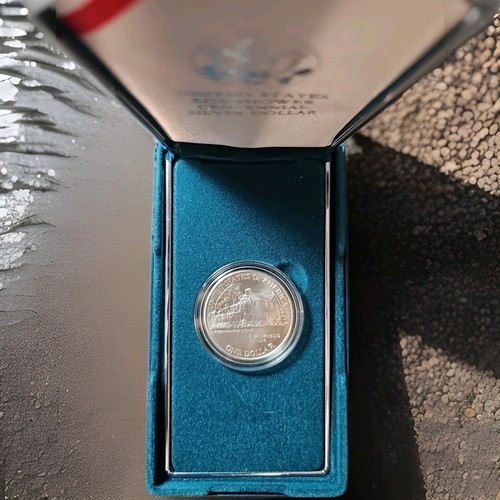 1990 P Eisenhower Centennial Commemorative Proof Silver Dollar OGP COA BOX - Picture 4 of 5