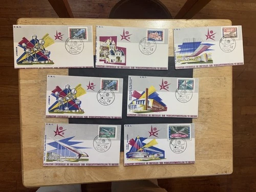Belgium lot of 7 1958 FDC 1st day Covers Bruxelles Belgium World’s Fair