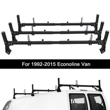 Fit For 1992-2015 Ford Econoline Van 3 Bar Set Black Heavy Duty Ladder Roof Rack