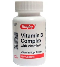 Rugby Vitamin B Complex with Vitamin C Dietary Multivitamin Supplement 130 Count