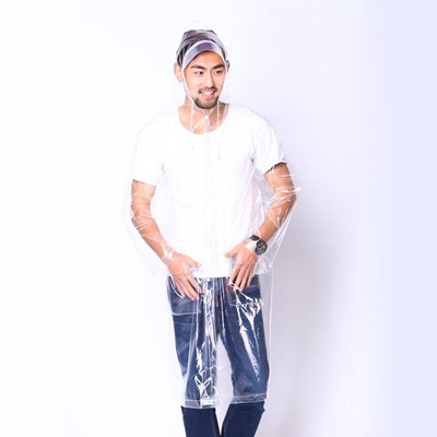 Transparenter Regenponcho mit Kapuze wasserdicht Regenmantel Jacke Herren Damen Oberbekleidung XL