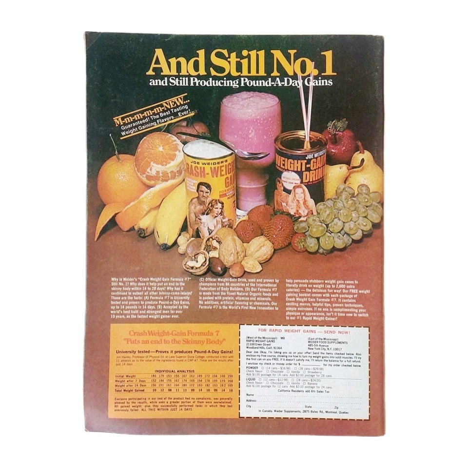 Muscle Builder / Power Bodybuilding Magazine Arnold Schwarzenegger Nov 1975 16-7 - Image 2 of 4