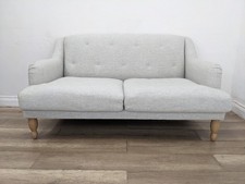 SOFA 2.5 Seater Light Grey Fabric Removable Seat Cushion Wood Legs FREE DELIVERY