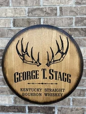 Authentic George T Stagg  Logo Distillery Bourbon Barrel Head 21”- Carved
