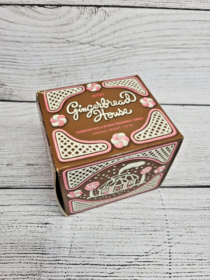 Vintage AVON Gingerbread House Christmas Candle Frankincense & Myrrh