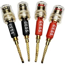 "CESS-220 Pin Banana Plug to 4Mm Female Banana Jack/Speaker Wire 4 Pack Braided