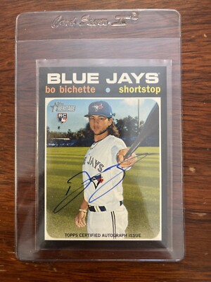 2020 Bo Bichette Topps Heritage Real One Blue Ink Rookie Centered SP #ROA-BB 