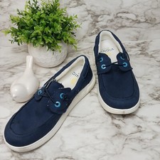 VIONIC Beach Mens 8 Navy Blue Skipper Slip-On Casual Comfort Shoes Canvas