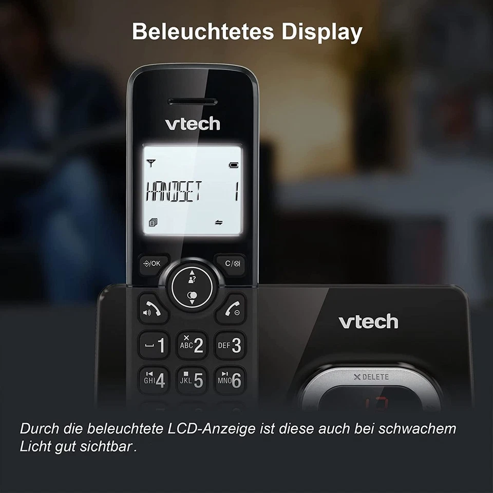 VTech CS2051 schnurloses Telefon mit Anrufbeantworter und 2 Mobilteilen, ECO+ Mo - Bild 4 von 4