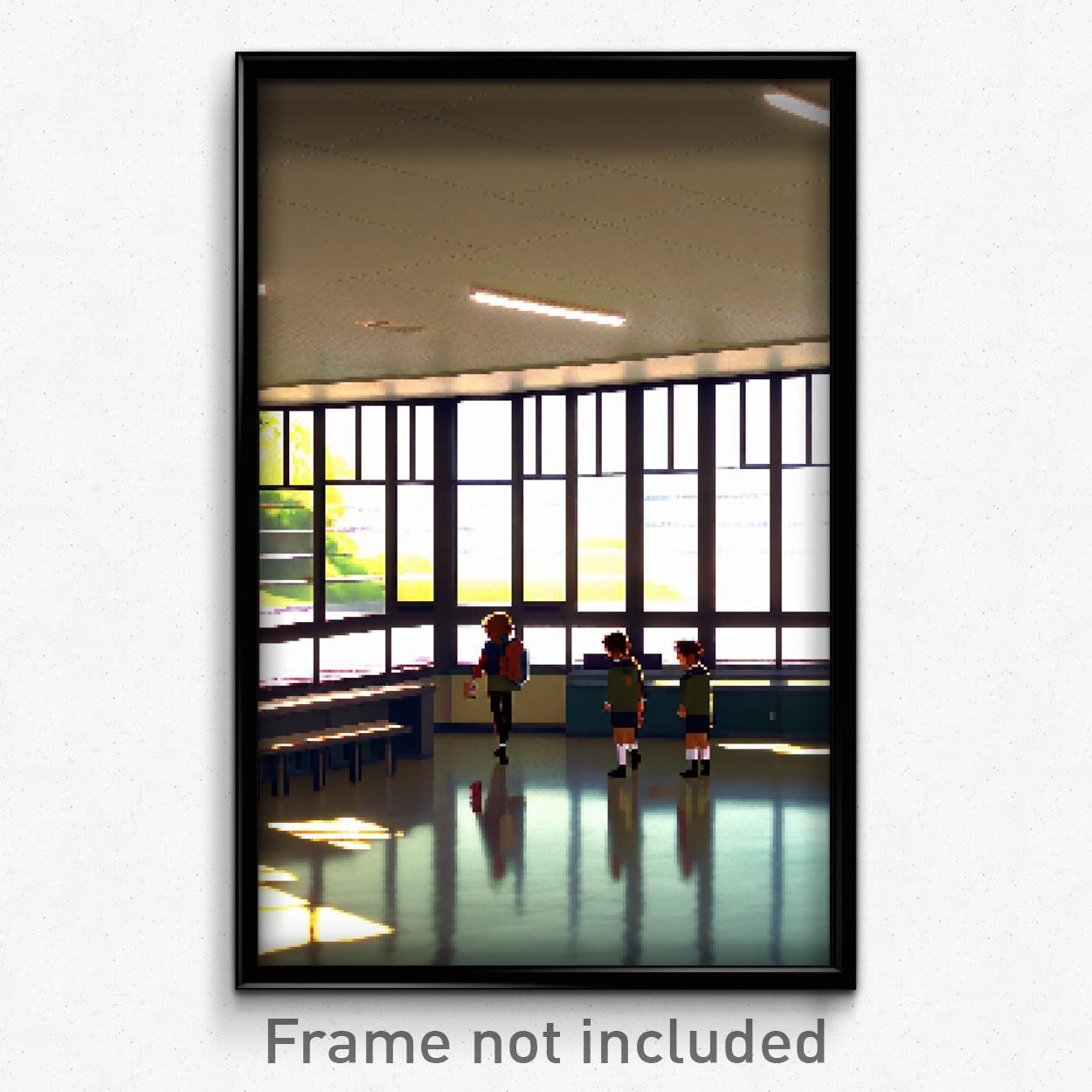 Póster Pixel Art - Calm School (impresión de videojuego extraño trippy psicodélico de 8 bits)