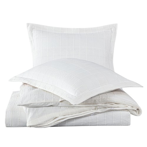 Chezmoi Collection Yuki Cotton Clip Jacquard Tufted Basket Weave Duvet Cover Set - Picture 10 of 10