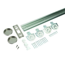 Durable Double Closet Track Rolling Sliding Door Hardware Set Kit 48 in Steel
