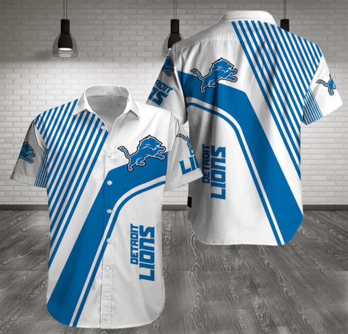 Detroit Lions Hawaiian Shirt 100% Woven Polyester Casual Cuban