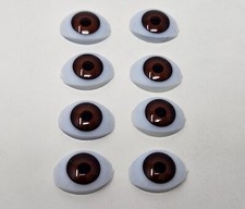 4 Pair VTG Zims 8mm Iris Realistic Brown Oval Plastic Human Dolly Eyes Crafts
