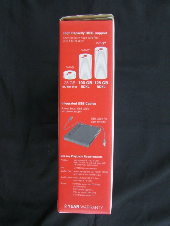 BUFFALO BLU-RAY PORTABLE HIGH CAPACITY MEDIA STATION - CD/DVD BURNER/WRITER -NEW - Image 3 of 4